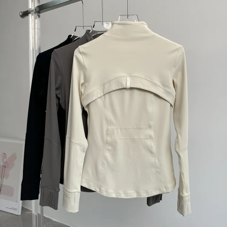 新款修身女户外立领常规防风四季速干跑步短外套春秋金色拉链