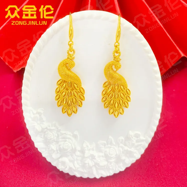 众金伦 铜合金耳饰 经典精美款【富贵孔雀耳钩】