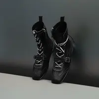 COVONTY「original」小时髦 小牛皮马丁靴女拳击鞋系带短靴工装靴