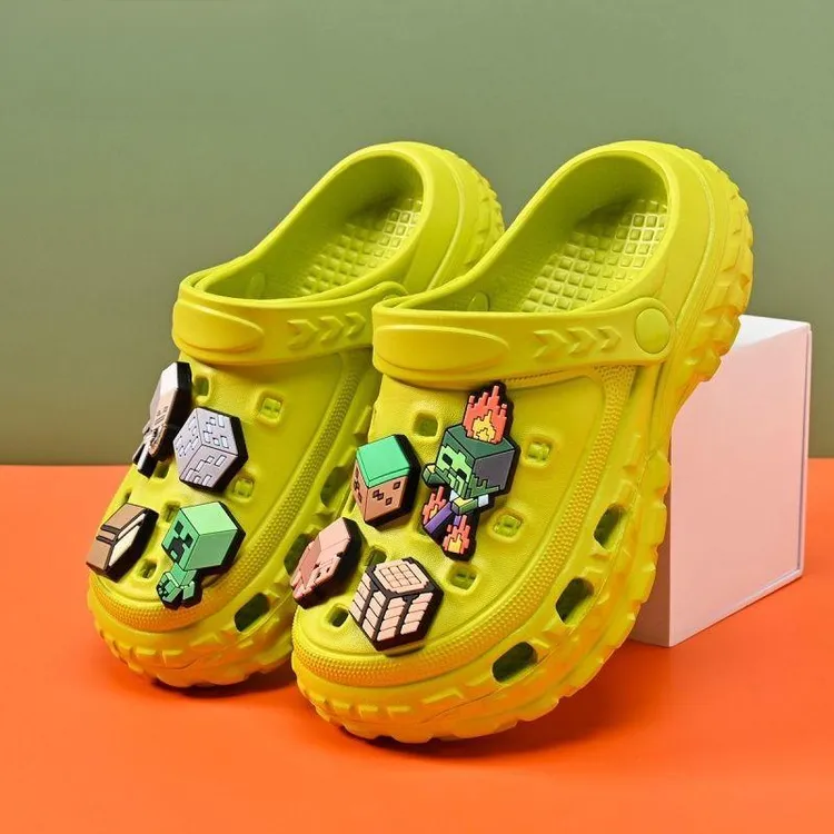 我的世界男童洞洞鞋儿童凉鞋户外夏季海边新款卡通防滑男孩沙滩鞋