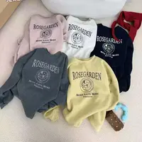 NINI定RO字母小老鼠加绒卫衣韩系百搭简约