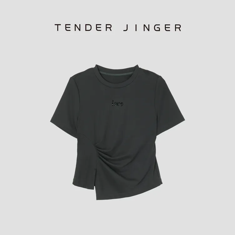 Tender Jinger不规则扭结圆领纯棉T恤T52LWT80392
