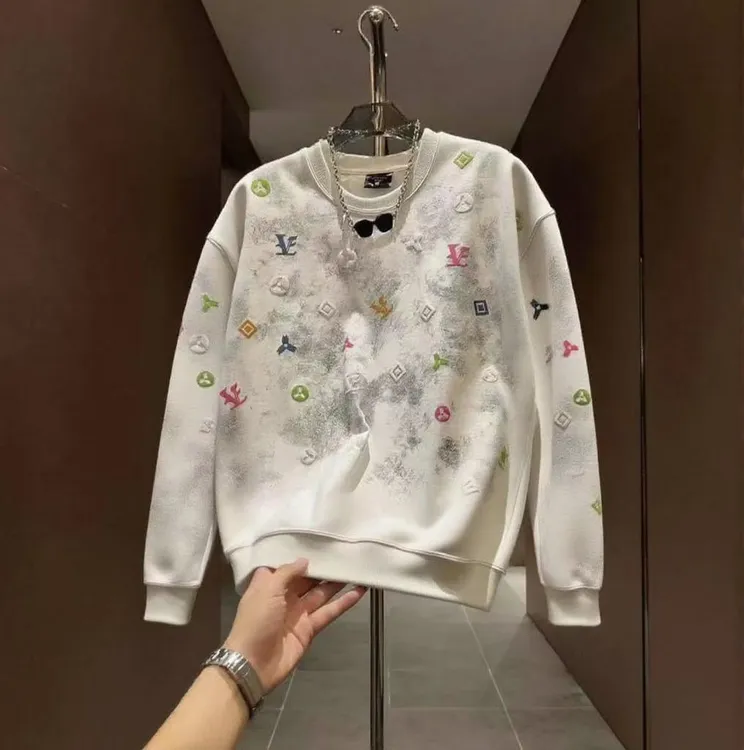 男士时尚高端扎染圆领长袖2025新款球季潮牌休闲修身长袖轻奢卫衣