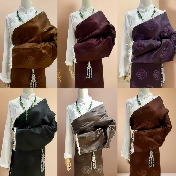 新款康巴藏装传统民族服装高档羊羔毛边藏袍