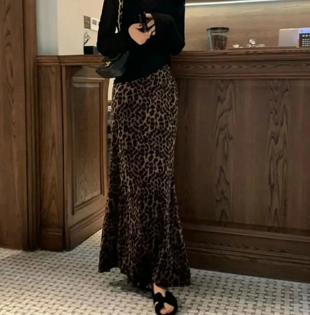【二个裙长】美式优雅老钱风时尚有质感丝绒半身裙女高腰鱼尾A字裙