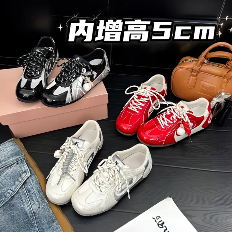 内增高5cm！海军蓝涡轮德训鞋夏新款复古百搭透气运动休闲阿甘鞋女