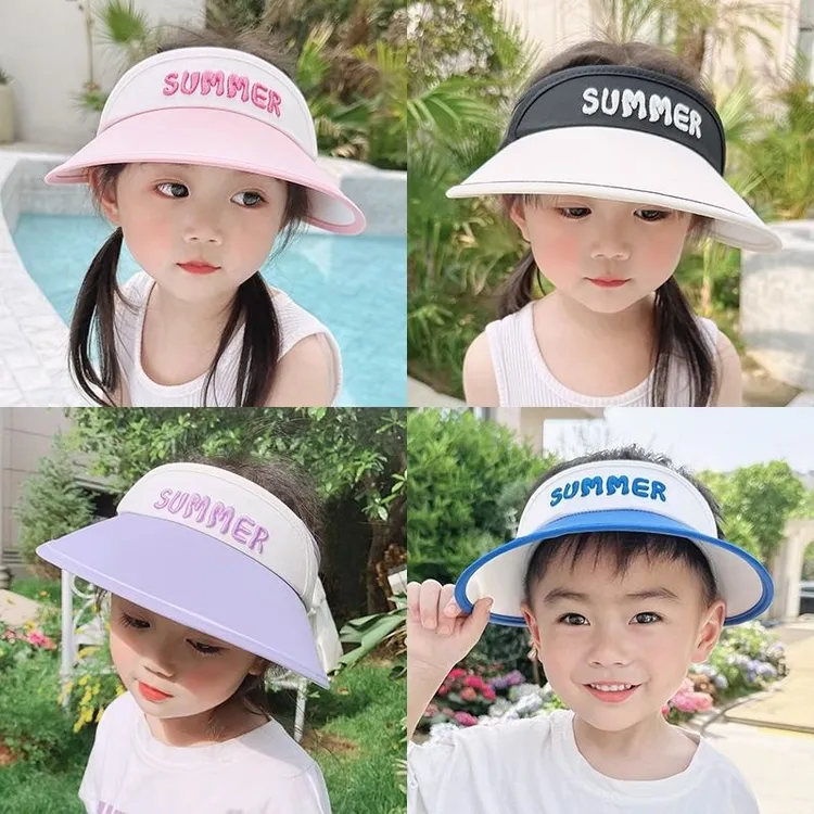儿童防晒帽女童夏季遮阳帽男孩大帽檐透气空顶帽子户外太