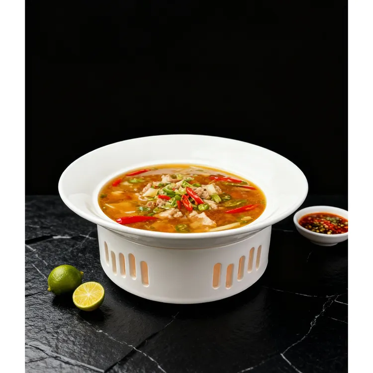 博尚保温明炉菜盘陶瓷釉下彩中式纯色盘圆形餐具饭碗色釉家用商用