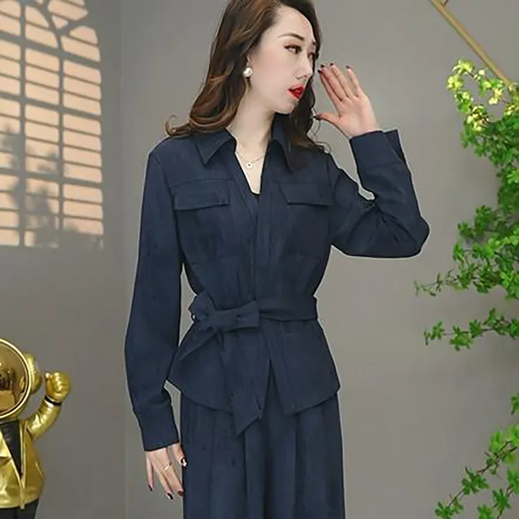 两件套高定款新款时尚法式风情洋气女春季两件套阔腿裤套装裤