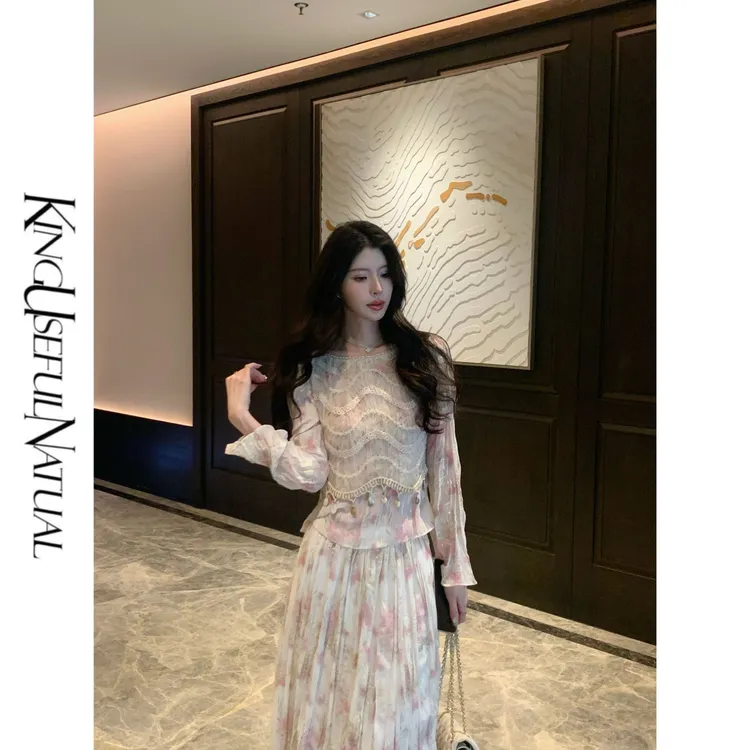 KUN【花开半夏】温柔提气色 衬衫半身裙时尚套装女温柔风两件套新款