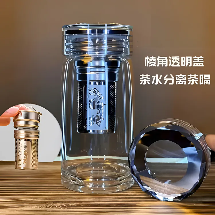 玻璃单层加厚款高硼硅高档便携耐热透明车载茶水杯玻璃水杯大容量