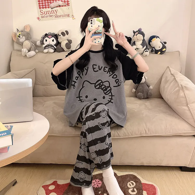 100%全棉睡衣女款爆款2025新款春夏季纯棉薄款短袖长裤家居服大码