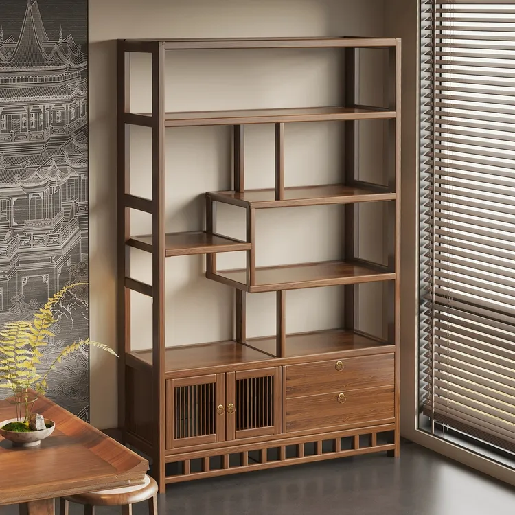 博古架落地书本摆件收纳置物架多层一体靠墙书柜客厅多层储物架子