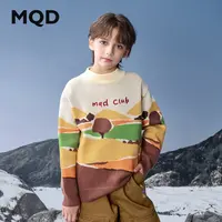 MQD男童25冬新款户外配色学院风打底衫半高领针织衫毛衣9654W0711