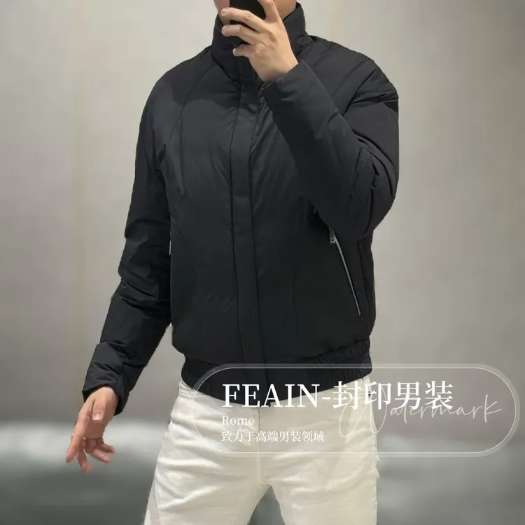 【鹅绒拼真皮】高端男士鹅绒服绵羊皮拼接夹克57772