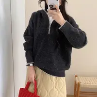 【丹姐家~半拉链针织衫】绵羊毛加兔毛！慵懒风高级感连帽针织毛