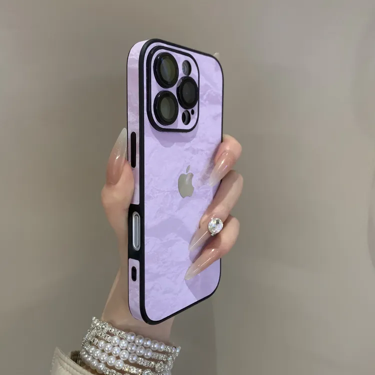 自带镜头膜雪山纹适用苹果17手机壳iPhone15promax高级14/13/16女