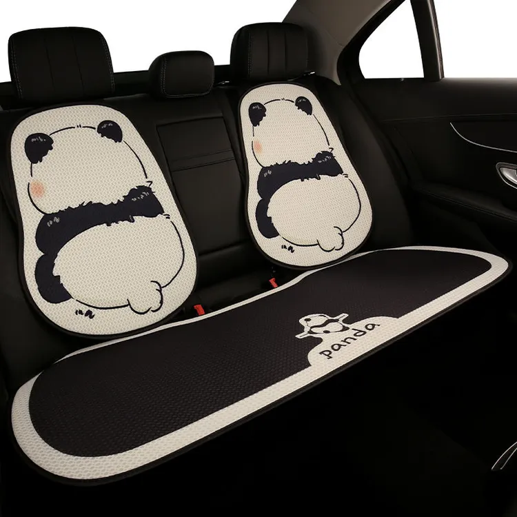 新可爱卡通熊猫汽车坐垫百搭柔软四季通用透气舒适后排座椅垫柔软