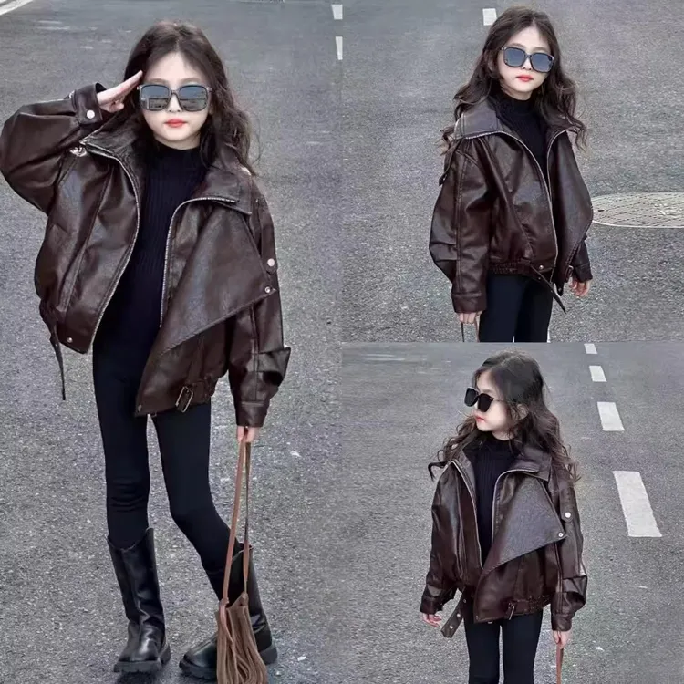 女童外套2025新款春秋款美式秋季又酷又飒皮衣儿童炸街超好看上衣
