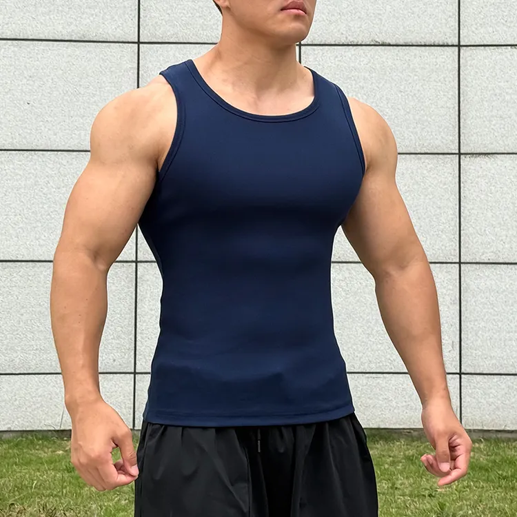 ORGN重磅螺纹训练加粗紧身背心男T恤纯色坎肩篮球美式无袖健身衣