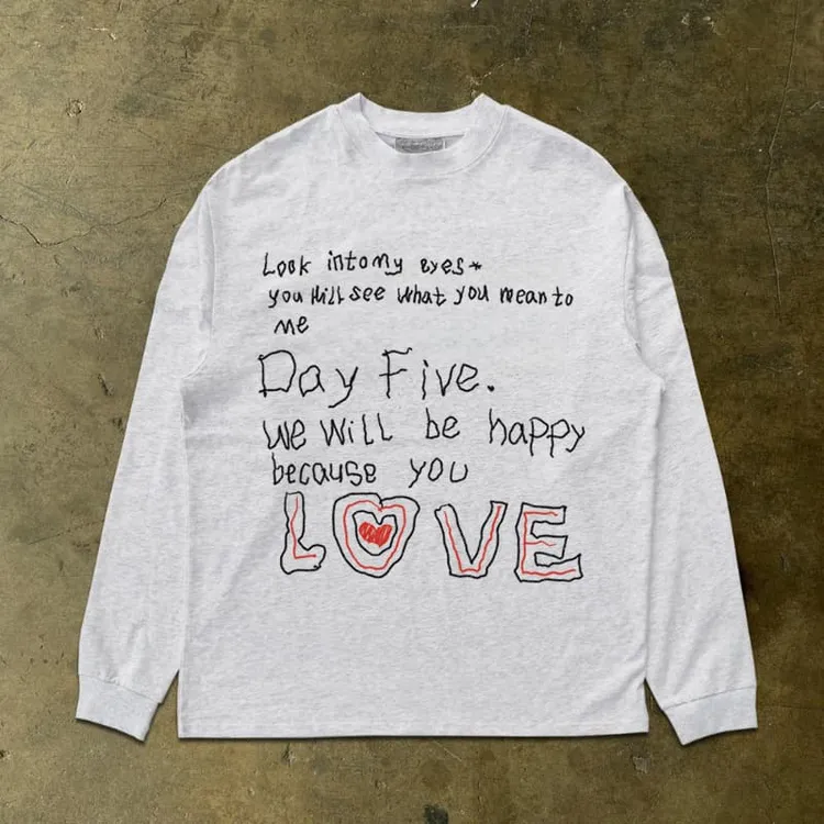 300克重磅！美式复古长袖T恤街头百搭圆领字母印花2025年新款上衣