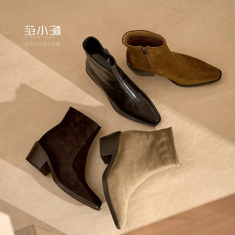 范小洛瘦瘦靴2025新款洋气靴子女内增高短靴秋冬上班阔腿裤必备鞋