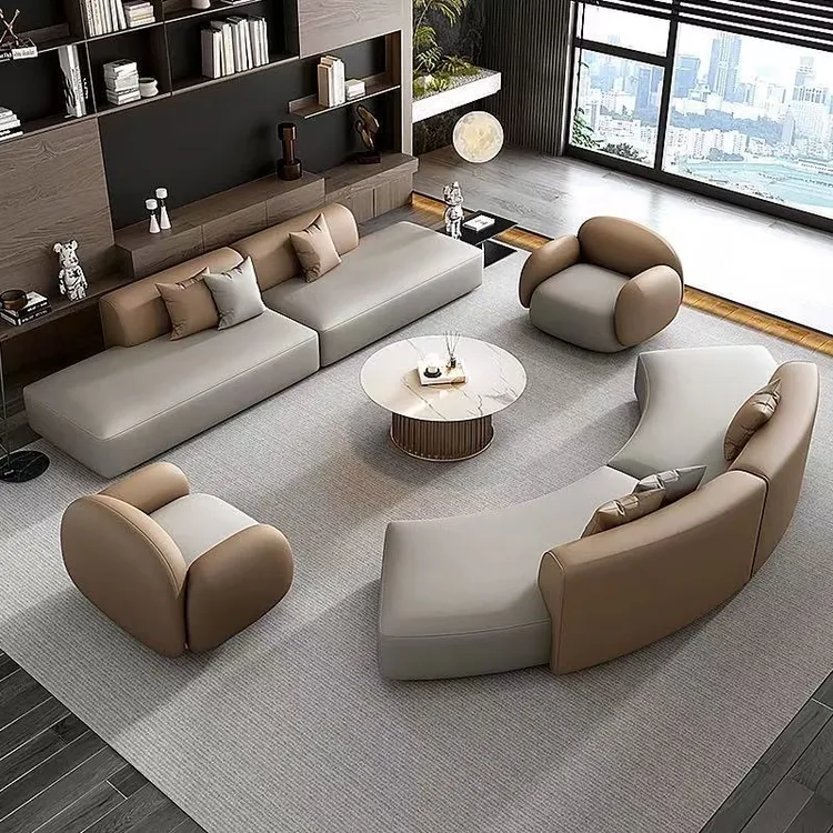 办公室休息接待区弧形沙发商用沙发洽谈商务酒店大厅轻奢简约现代