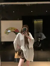 【熙米Simmy】舒适天花板 气质感男友风慵懒宽松蝙蝠袖罩衫大件t恤