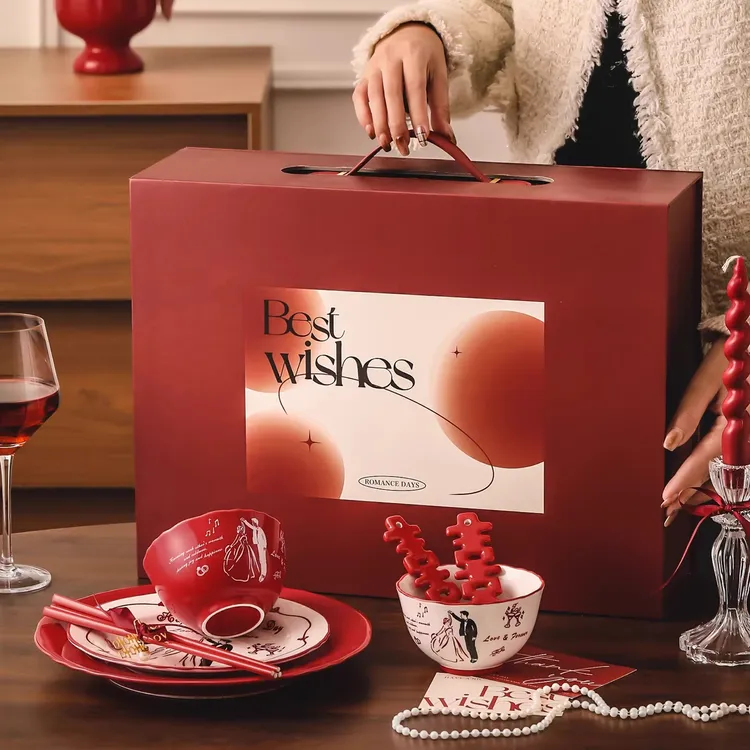 走近日常结婚新婚订婚礼物餐具套装红色喜庆碗盘勺子高颜值伴手礼