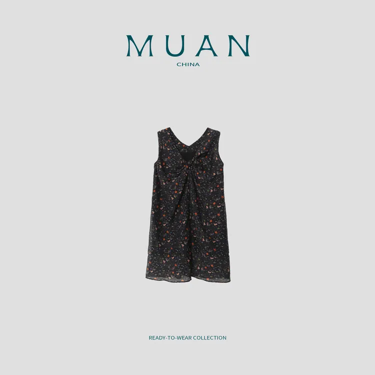 木岸MUAN：《山楂树之恋裙》定制无袖法式简约百搭背心裙女YJ-23941