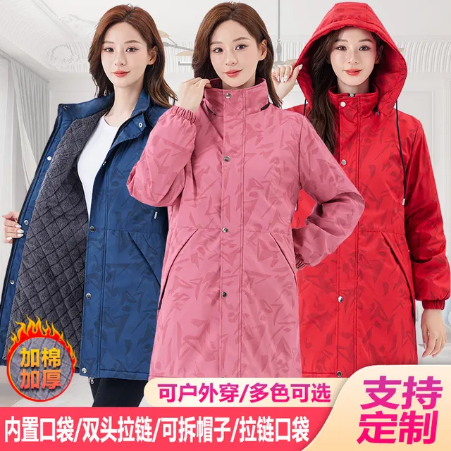 冬季保暖加棉绒加厚罩衣大人女时尚外穿防水污厨房围裙大褂工作服