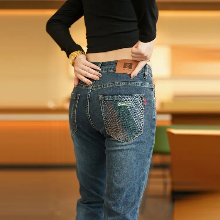 牛仔裤时尚秋冬男士百搭秋季新款修身直筒小脚弹力休闲潮流裤子