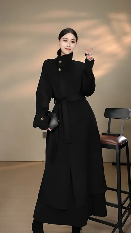 2025新款初剪100%绵羊毛双面气质时尚羊毛大衣