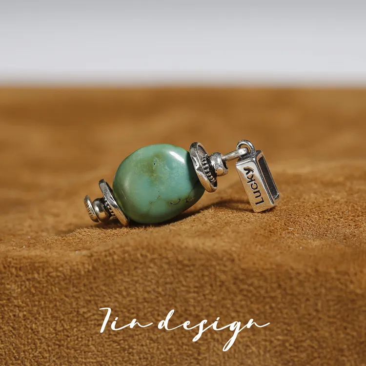 吊坠925银 7in旗舰店【绿影】原创小众设计复古手作绿色diy吊坠