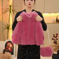 现货【九糖】女童玫粉色毛毛衣秋冬季女童大童加绒加厚外套