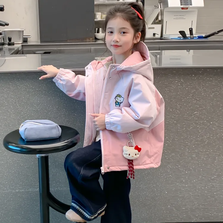 女童秋装棉袄外套2025新款儿童洋气女孩秋冬夹棉加厚卡通棉衣棉服