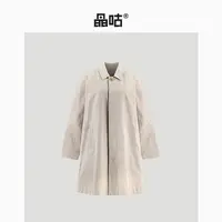 【晶咕&泡芙妈】简约舒适廓形翻领风衣外套秋季上衣