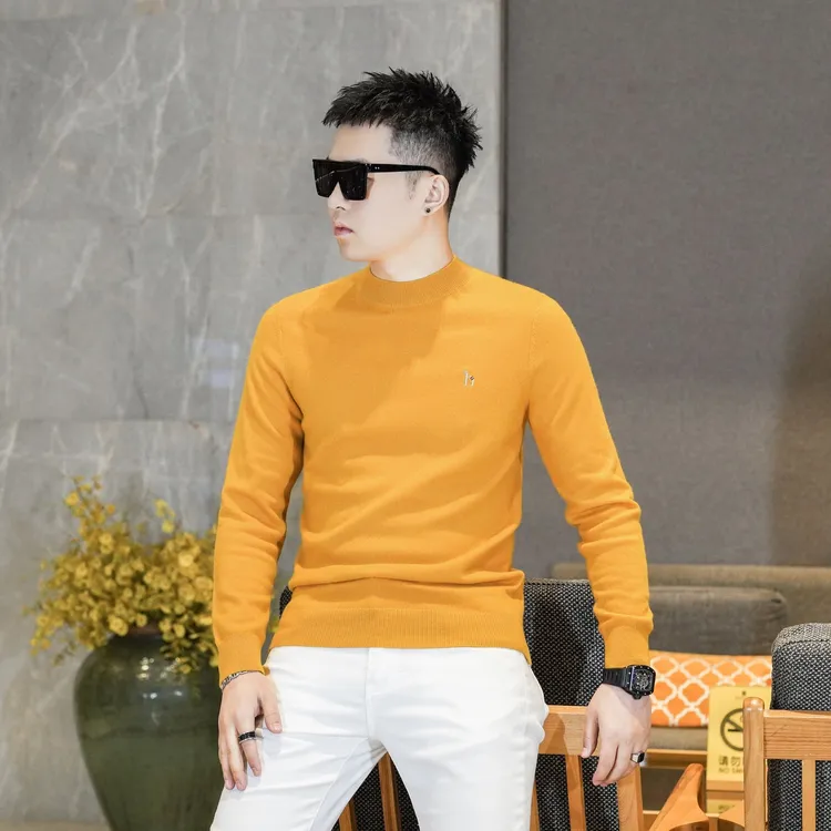 男士羊毛衫圆领针织衫山羊绒混纺打底衫长袖毛衣2025冬季欧货3111