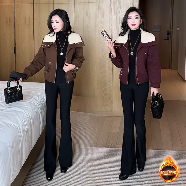 【季颜品牌】冬季新款休闲显瘦时尚气质洋气小个子加绒短外套151