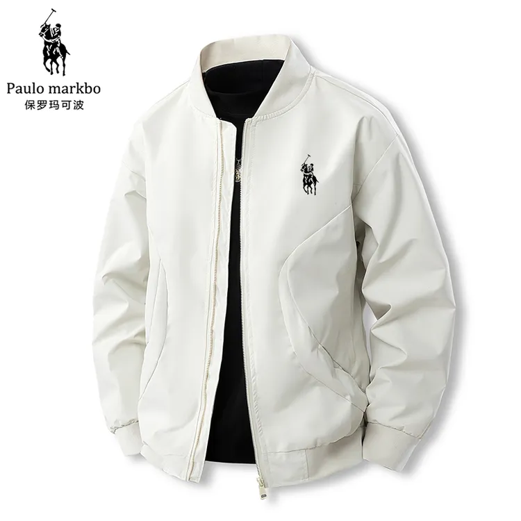保罗男装加棉加厚夹克男款飞行服宽松大码冬季棒球服羽绒棉衣外套