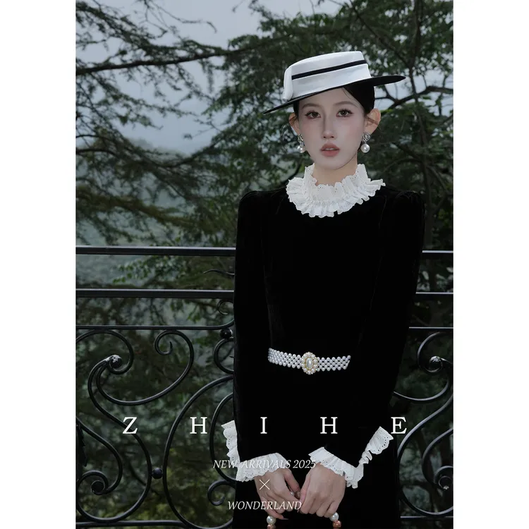 无艳一禾【西洋舞曲】法式浪漫100人丝丝绒连衣裙