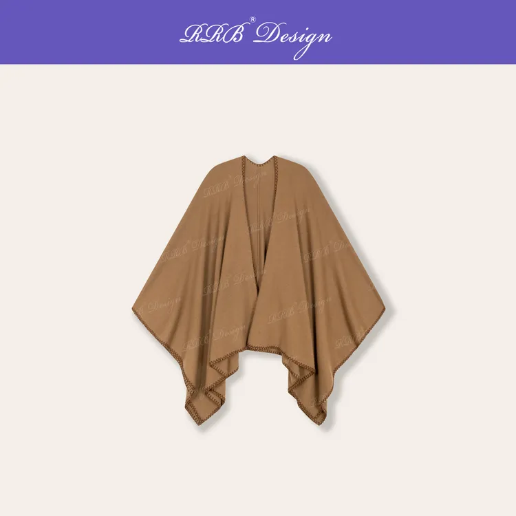 RRB Design「北欧牧场」绵羊毛混纺手工锁边复古百搭时髦披肩外套