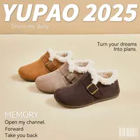 【外贸尾单】日系冬季加绒内增高勃肯鞋女潮全包保暖棉鞋复古休闲鞋