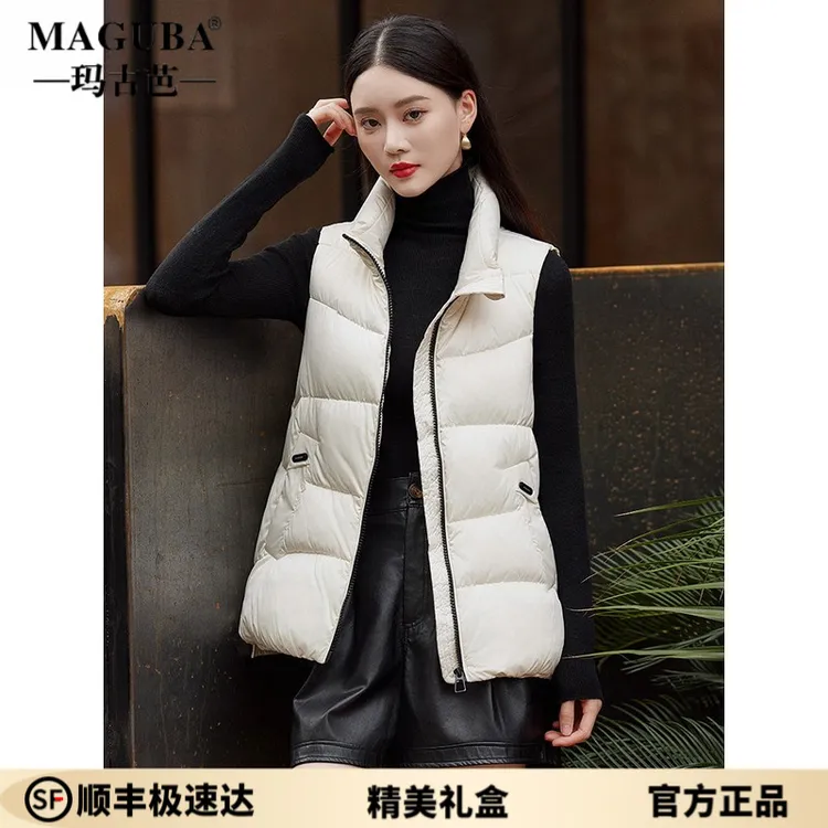 玛古芭白色羽绒服女短款2025冬季新款外穿洋气百搭马夹背心外套