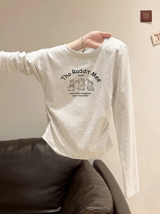 收腰圆领长袖打底显瘦欧货时尚秋冬款上衣韩系百搭t恤女修身辣妹