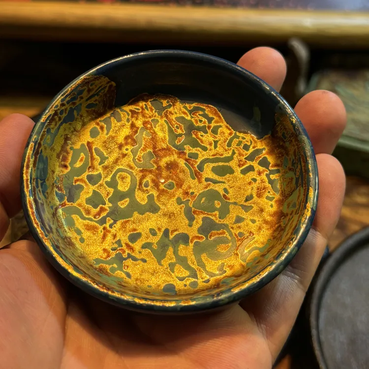 繁花杯垫大漆杯垫蓝金效果（随机发货）