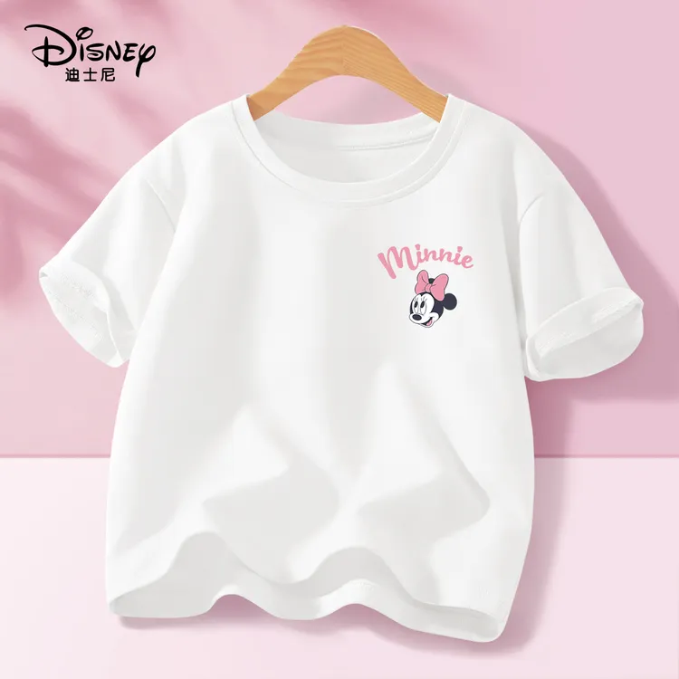 Disney/迪士尼女童短袖T恤夏季衣服2025新款儿童上衣纯棉洋气童装