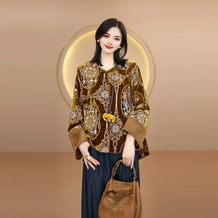 高雅-新中式重工刺绣国风外套女秋季新款百搭显瘦上衣女164