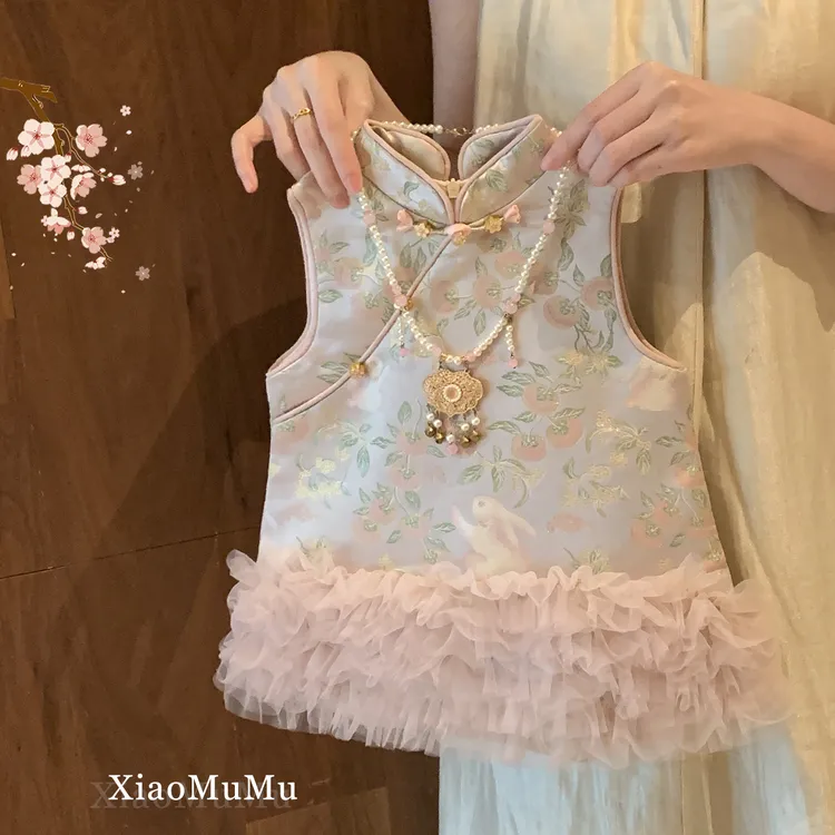 小沐沐女童旗袍公主裙春秋2025新款周岁礼服小童女宝宝汉服裙国风
