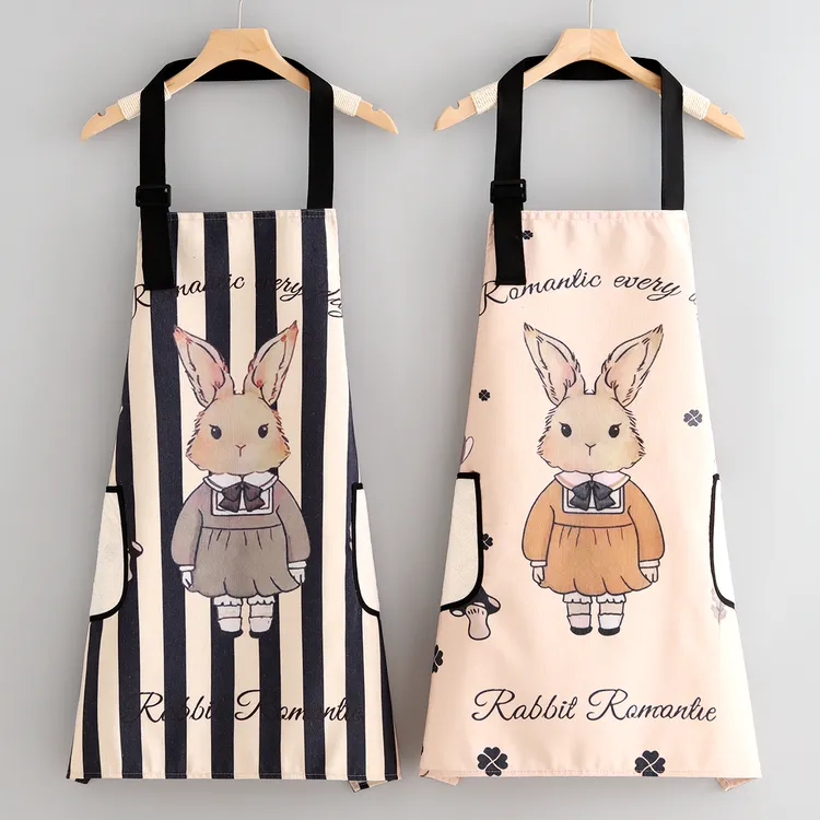 时尚帆布围裙厨房家用成人防污透气做饭围腰餐饮专用耐脏工作服女